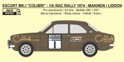0247 Decal – Ford Escort Mk.I - Lombard RAC Rallye 1974 - # 1 Mäkinen / # 15 Alen Reji Model 1/24.