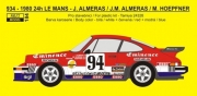 184 Transkit – Porsche 934 "Eminence Equipe Alméras Freres" #94 - 24h Le Mans 1980 1/24 for Tamiya k