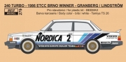 279 Decal – Volvo 240 Turbo - 1986 ETCC Volvo Europe Dealer Team 1/24 for Beemax kit