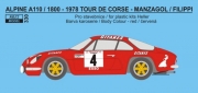 330 Decal – Alpine A 110 - Tour de Corse 1978 - Manzagol / Filippi 1/24 for Heller