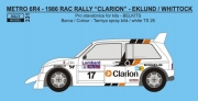 331 Decal – Metro 6R4 - Clarion team Eeurope - RAC Rally 1986 - Eklund / Whittock 1/24