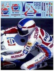 TBD37 1/12 Kevin Schwantz 1988 Rider Figure Race Suit Pepsi Cola Decals TB Decal TBD37 TB Decals