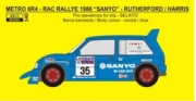 340 Decal – Metro 6R4 - SANYO - RAC Rally 1986 - Rutherford / Harris 1/24