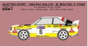 344 Decal – Audi Quattro Sport - 1984 RAC Rallye Mouton / Pons 1/24