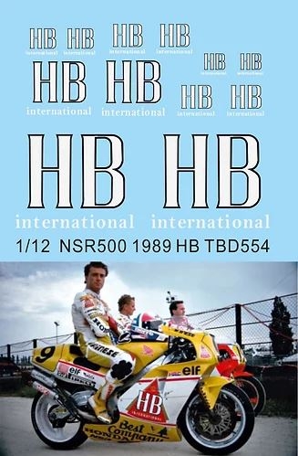 TBD554 1/12 HB Logo Decals For Honda NSR500 1989 P Chili Hasegawa Decal TBD554